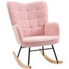 HOMCOM Poltrona a Dondolo dal Design Retro, Legno Massello, Poltrona, Poltrona Relax, 98 cm x 71 cm x 101 cm, Rosa