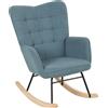 HOMCOM Poltrona a Dondolo, forma ergonomica, scivoli in legno reale, fino a 120 kg, Azzurro Chiaro