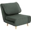 HOMCOM 2-in-1 Poltrona Letto Ospiti, poggiatesta regolabile Velluto a Coste 82 cm x 89 cm x 83 cm Verde