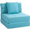 HOMCOM Poltrona Letto Poltrona Relax Letto ospiti. Fodera rimovibile, 70 cm x 70 cm x 61 cm, Celeste