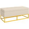 HOMCOM Panca Contenitore Rettangolare con Seduta Imbottita e Gambe in Acciaio, 110x44x49 cm, Beige | Aosom Italy