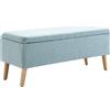 HOMCOM Panca con Contenitore Panca Imbottita Effetto Lino, Baule con Gambe in Legno, Panca Contenitore per Soggiorno Camera da Letto Ingresso 110 x 39 x 45 cm, Verde Chiaro
