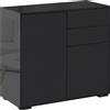 HOMCOM Armadio contenitore con 2 cassetti, 2 ante, con sistema di sicurezza anti-ribaltamento, per soggiorno, camera da letto, 79 x 36 x 74 cm, Nero