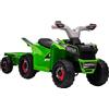HOMCOM Quad per Bambini elettrico ricaricabile, 2,5 km/h, con Rimorchio, 50 Min. di Guida, per Bambini da 1,5 a 3 Anni, Verde