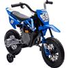 AIYAPLAY Moto Elettrica per Bambini con Rotelle Rimovibili, Sospensioni, Suoni e Indicatore di Carica, Blu | Aosom Italy