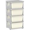 HOMCOM Cassettiera in Plastica Colorata per Cameretta con 4 Cassetti, 37x37x76 cm, Crema | Aosom Italy