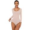 Becotal Shapewear - Body da donna a maniche lunghe, modellante forte, materiali traspiranti, beige., L