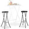 Relaxdays Sgabello Pieghevole, 80 cm, Sedia Alta senza Schienale da Bistrò, Plastica Resistente alle Intemperie, Nero