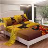 Homemissing Set di lenzuola da donna nera, stile bohémien, tribale, etnico, afro, africano, tradizionale, esotico, lenzuolo con angoli, stile africano, 4 pezzi, per letto matrimoniale