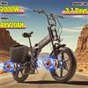 E-Bike 2000W Motore 48V20AH Batteria al litio Pieghevole Frenata idraulica Bici elettrica 20 pollici Fat Tire Bicicletta elettrica fuoristrada - Black 1000W 48V17AH