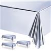 POPOYU 3 tovaglie rettangolari metallizzate 137 x 274 cm, tovaglia per feste color argento, decorazione Natale, matrimoni, compleanni, San Valentino, Capodanno