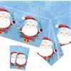 POPOYU 2 Pezzi Tovaglia Blu Natalizia,Tovaglia Plastica 137 x 274 cm Rettangolo,Grande Santa Pupazzo di Neve Tovaglia per Festa di Natale,Vacanze Invernali Casa per Feste Natale Tavola Decorazioni