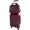 Camomilla Milano Set Valigeria, Trolley (40 lt.) + Vanity Case (15 lt.) con tracolla, Materiale Rigido, Ruote Pivotanti, Chiusura Zip con combinazione, Formato Ryanair, Colore Burgundy