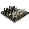 Master of Chess Scacchiera in Legno "CHROME SPARTAN" 42cm - Fatto a Mano Scacchiera Portatile - Argento Set di Scacchi Pieghevoli per Bambini e Adulti - Figure Cromate e Ponderate