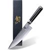 KAI Shun Classic coltello da cucina giapponese per mancini lunghezza lama 20 cm - Coltello damasco 32 strati nucleo VG MAX - 61 (±1) HRC - Manico in legno Pakka - Coltello da chef forgiato