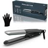 Rowenta Thermostyle 2-in-1, piastra per capelli, Tecnologia Ionica SF7120 | Piastra per Capelli in Titanio con Design Ergonomico Arrotondato, Ricci e Mossi, Colore: Black Glama/Eucalipto