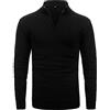 Generisch Camicia militare da uomo uomo autunno/inverno maglione tinta unita colletto alto con cerniera a maniche lunghe maglione moda casual slim top camicia con catena uomo, Nero , L