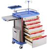 VEVOR Carrelli da Laboratorio a 5 Ripiani, con 5 Cassetti e 4 Ruote Silenziose 2 Bidoni della Spazzatura, Carrello Medico Mobile Materiale PP, Carrello per Laboratorio, Clinica, Ospedale, Salone, Blu