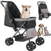 VEVOR Passeggino per Animali Domestici, Passeggino per Cani a 4 Ruote con Freni, Capacità di Peso di 20 kg, Portatile Maniglia Reversibile con Finestre in Rete Traspirante per Piccoli Cani Gatti