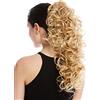WIG ME UP - MKB-6A-V-124 Toupet Coda di cavallo Lunghi Ricci Biondo Biondo dorato 45 cm