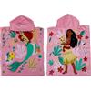 Disney Princess Asciugamano poncho con cappuccio ufficiale Disney Princess, super morbido al tatto, Ariel e Moana Princess Duo Girls Design | Accappatoio per bambini perfetto per casa, bagno e spiaggia, rosa, 100%