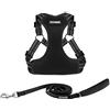 Best Pet Supplies Voyager Set di pettorina regolabile per cani, copertura integrale, strisce riflettenti, per passeggiate, anti-tiro, con anello a D, traspirante, per tutte le stagioni, nero, XL