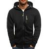 Generic Maglione Nero M Autunno Inverno Manica Lunga Zip Patch Felpa con Cappuccio Uomo, Nero , L