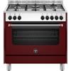 La Germania PRONTA CONSEGNA - SPEDIZIONE IMMEDIATA La Germania AMN965EVIV/24 Cucina Libera installazione 90 x 60 cm 5 Fuochi Gas Forno Elettrico Finitura Bordeaux Griglie Smaltate