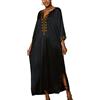 YOUKD Abito caftano ricamato Boho Beach Bikini Cover Up Robe Plus Size Loungewear per le donne, K Black, Taglia unica