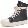 Kluolandi Scarpe da Ginnastica Alte da Donna con Lacci in Tela con Cerniera Comfort Platform Scarpe da Passeggio in Nero e Latte, Nero PU, 39 EU