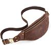 CONTACTS Borsa a tracolla piccola da uomo, in vera pelle, per escursioni, esterni, da viaggio, borsa sottile, per telefono o da parete, stile vintage(caffè)