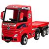 Mondial Toys MONDIALTOYS Camion Elettrico Per Bambini 12V Mercedes Actros con Sedile in Pelle Telecomando Porte Apribili Ruote in Gomma Full Optional (Con Rimorchio, Rosso)