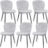 ANVOFONG Set di 6 Sedie Sala da Pranzo, Sedie da Cucina, Sedia Imbottita, Schienale in Tessuto con Gambe in Metallo Nero per Sala da Pranzo, Cucina, Grigio Pallido.