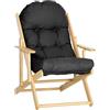 HOMCOM Poltrona da salotto pieghevole e reclinabile in legno, poltrona Relax confortevole con cuscino imbottito spesso, 71 x 89 x 96 cm, colore: Nero