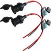 GTIWUNG 2 Pezzi Cavo di Prolunga per Presa Accendisigari con Filettatura Fissa, Presa Accendisigari Auto 12V-24V DC, Adattatore Universale Impermeabile Femmina con Cavo di Collegamento da 30cm 14AWG