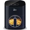 Uten Doppia Resistenza Friggitrice ad Aria 5,5 L con Finestra, Schermo Colori, 14 Menu Preimpostati, Avvio Ritardato, Filtro dell'olio, 2 Resistenza Controllare Indipendente, Cibo Senza Capovolgimento