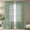 OVZME Anji - Tende velate testurizzate, colore verde salvia, lunghezza 213,4 cm, set di 2 pannelli per soggiorno, in voile semilavorato, con tasca per bastone, elegante tenda jacquard trasparente per