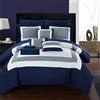 Chic Home Duke Completo di Biancheria da Letto in Una Borsa Fantasia a Blocchi di Colore con Set di Lenzuola e Cuscini Decorativi federe Incluse, Cotone, Marina Militare, Queen