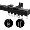 MaKefeile Binario per tenda, montaggio a soffitto, divisorio per la privacy, asta, resistente, per camper, doccia, per esterni, set di clip, nero, 0,9-2,7 m