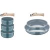 BERGNER Click&Cook Set di 7 padelle e pentole | Manici rimovibili | Rivestimento antiaderente | Adatto per induzione | Turchese