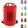 POPOYU 15L Borsa Impermeabile,Rosso Waterproof Zaino Impermeabile Sacco Impermeabile con Tracolla Regolabile,2L/5L/10L/15L/20L/30L Dry Bag per Outdoor Sport Acquatici,Barca, Pesca, Rafting, Nuoto