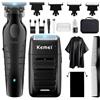 KEMEI Set di tagliacapelli professionali e rasoi a lamina, tagliacapelli senza fili per uomo, kit rasoio elettrico da barbiere, rasoio a T Blade Zero Gapped, ricaricabile tramite USB