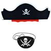 YiYaO Maschera per gli occhi dei pirati per adulti e bambini, cappello da pirata regolabile, eyepatch con elastico per il compleanno dei bambini, cosplay, Halloween, Natale, tema pirata