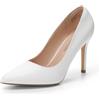 DREAM PAIRS Classiche Scarpe con Tacco Alto e Punta da Donna per Matrimonio Festa e Lavoro,Size 40,Bianco/Pu