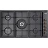 De'Longhi ANL 59 PRO Piano Cottura A Gas 90 Cm, 5 Bruciatori 1 Doppia Corona, Acciaio Smaltato Nero, Griglie In Ghisa, Manopole Ottone Anticato, Design Country