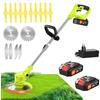 Wrneaoch Decespugliatore A Batteria 21v Tagliabordi A Batteria Con Batteria E 4 Tipi Di Lame Decespugliatore Elettrico Regolabile E Maniglia Telescopica Per Il Taglio Di Giardini Prati E Terreni (Giallo-verde)
