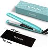 Terviiix Mini piastra per capelli, mini piastre in ceramica per capelli corti/ricci con frangia, leggera e portatile, piastre per lisciare piccole, voltaggio universale per viaggi, custodia, blu