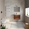 DEGHI Mobile bagno sospeso 70 cm rovere deciso con cassetti e lavabo con specchio - Cuki