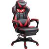 Vinsetto Sedia da Ufficio Ergonomica, Sedia da Gaming, Sedia Girevole con Poggiapiedi retraibile e Schienale Regolabile in Schiuma, Pelle PU e Metallo, Nero e Rosso, 65 x 70 x 118,5-128,5 cm