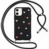 Foonary Cover con Cordino per Apple iPhone 11 6,1, Custodia con Laccio Collana Tracolla Aesthetic Disegni Morbido Antiurto TPU Necklace Regolabile Protettiva Corda Case per iPhone 11, Cuore